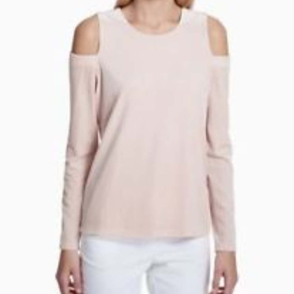 NWT Calvin Klein Cold Shoulder Blush Striped Top - Picture 5 of 5